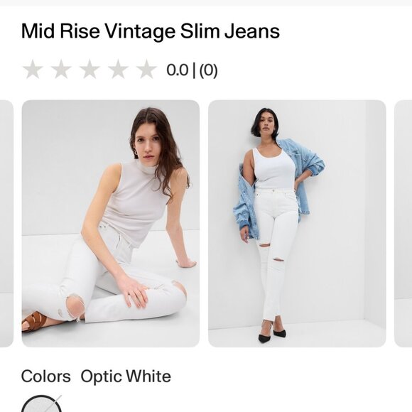 NEW GAP Mid Rise Vintage Slim Jeans Optic White Size 28/6 Tall - Picture 1 of 8